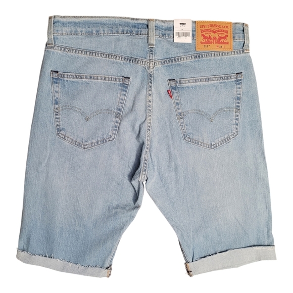 NEW Levi's 511 Blue Denim Cut Off Jean Shorts 11" Waist 34 Light Wash Jorts - Picture 4 of 16
